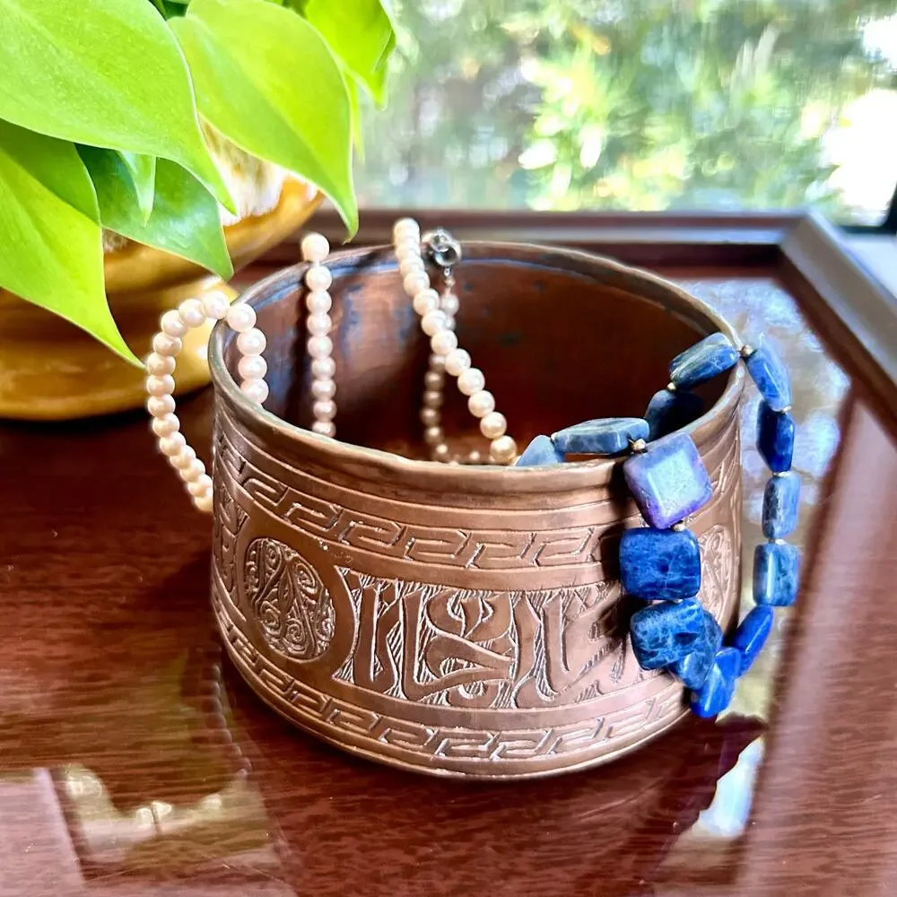 Antique Middle Eastern Kwispedoor Copper Bowl with Etched Arabic Calligraphy
